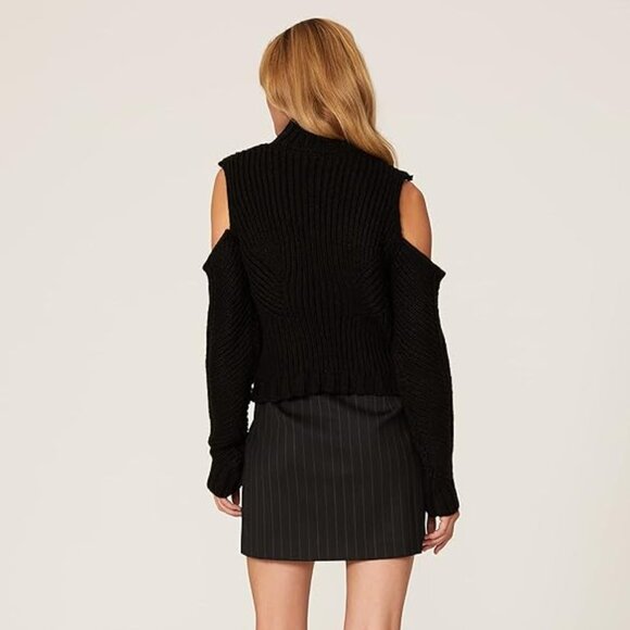 NEW with tags! For Love & Lemons Keke Cut Out Cold Shoulder Sweater in Black - Picture 4 of 13